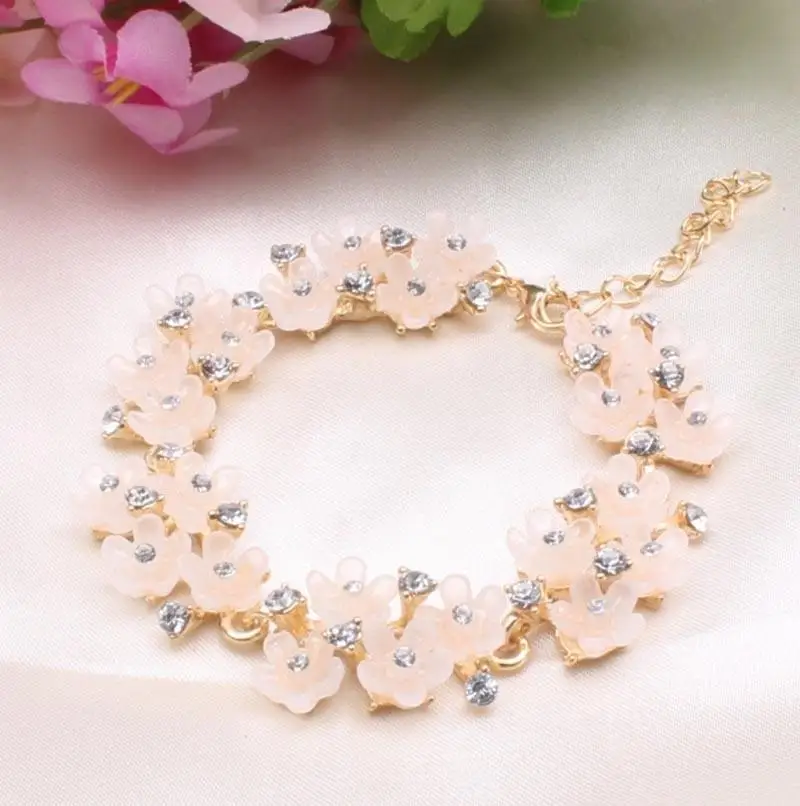 Горный хрусталь ромашки цветы браслет Женская мода плетёные браслеты|Цепочки и