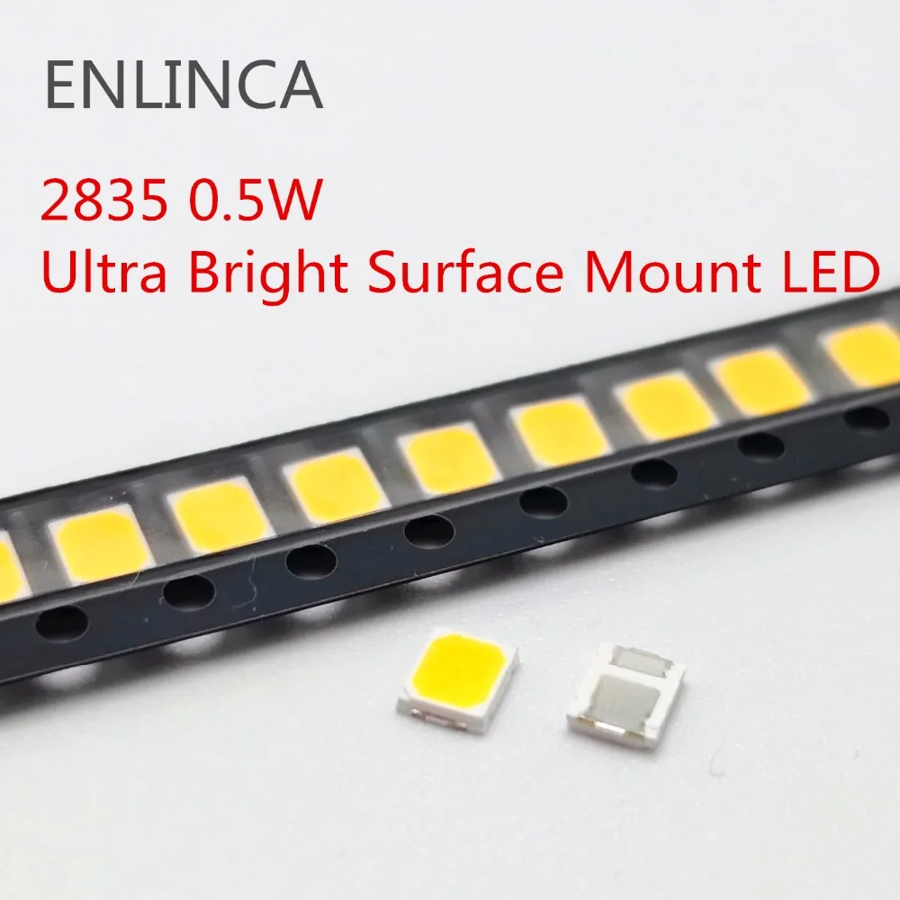 100 шт./лот SMD СВЕТОДИОДНЫЙ 2835 белый Чип 0,5 Вт 3 в 150 мА 50-55 ЛМ Ультра яркий SMT 0,5 Вт поверхностное крепление PCB светодиодный светильник излучающий диод