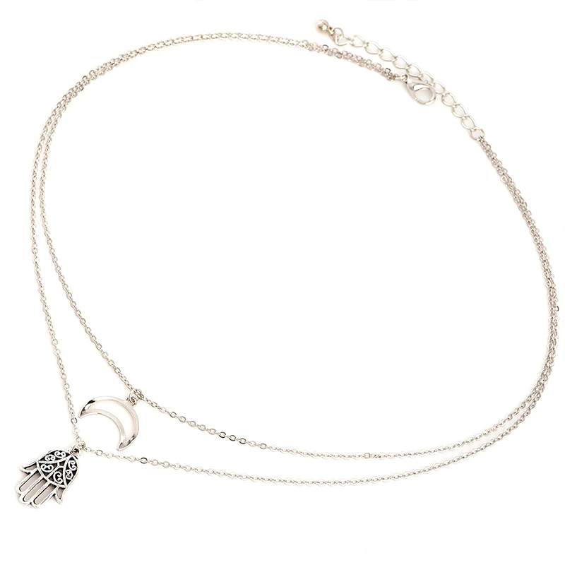 2 шт./компл. в богемном стиле женские Фатима ладони Луна дутая цепочка