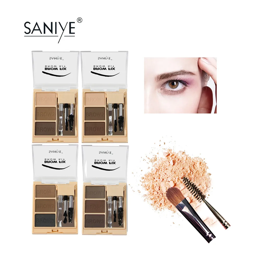Профессиональный набор для макияжа бровей SANIYE, 3 цвета, с кистью, палитра для бровей, водонепроницаемый набор для бровей, инструмент для бровей E0325