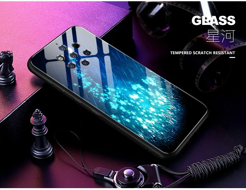 Чехол для Nokia 9 PureView, звездная звезда, закаленное стекло, жесткий чехол для телефона, для Nokia 9, чистый вид, стеклянная оболочка, Nokia9 PureView, сумка