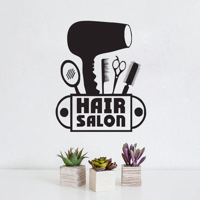 

Creative Hair Salon Wall Sticker Hair Dryer Barber Tools Wall Decals Home Decor Removable Wall Sticker For Bedroom