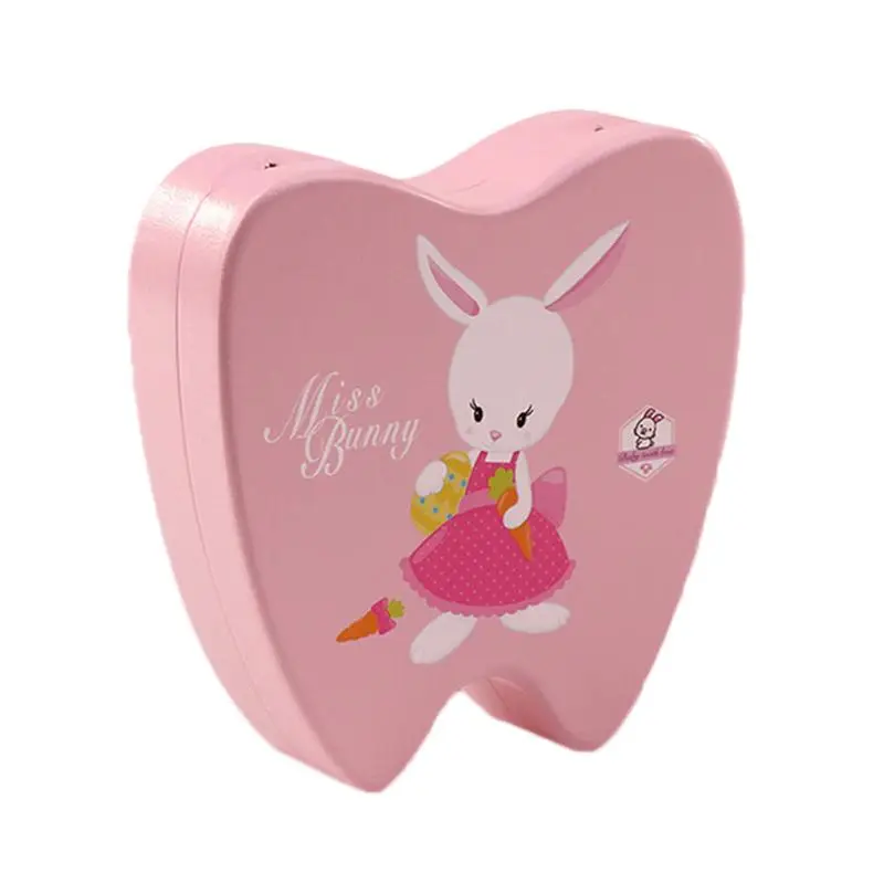 Pink rabbit Детская деревянная коробка для зубов органайзер для хранения молочных зубов подарок для маленьких мальчиков и девочек деревянный ящик для хранения молочных зубов Органайзер - Цвет: Pink rabbit