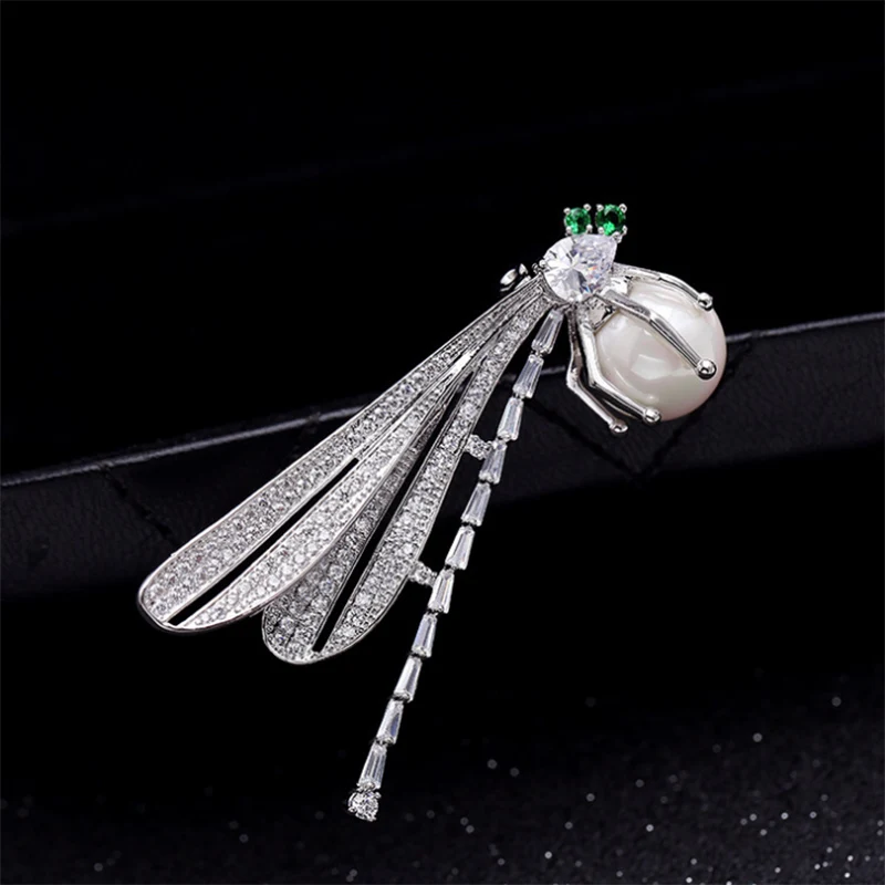 Женская Брошь из натурального жемчуга медная микро инкрустированная брошь в