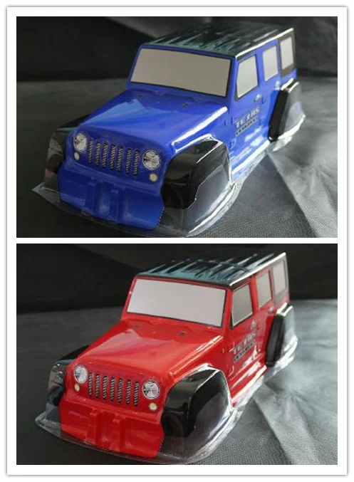 blue and red 2 шт. 1/10 RC 313 мм Колесная база Jeep Wrangler Rubicon ПВХ корпус для Рок Гусеничный осевой SCX10 D90 TAMIYA CC01 hsp Monster truck - Цвет: blue and red