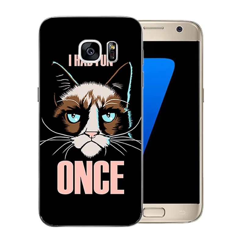For Samsung Galaxy S7 G9300 G930 Silicon Grimace Pattern Clear Soft Case for Black Matte Coque Funda |