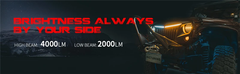 MICTUNING " 80 Вт Автомобильные светодиодные фары Hi/Lo луч течёт янтарные поворотники для Jeep Wrangler JK LJ TJ DRL дневные ходовые огни