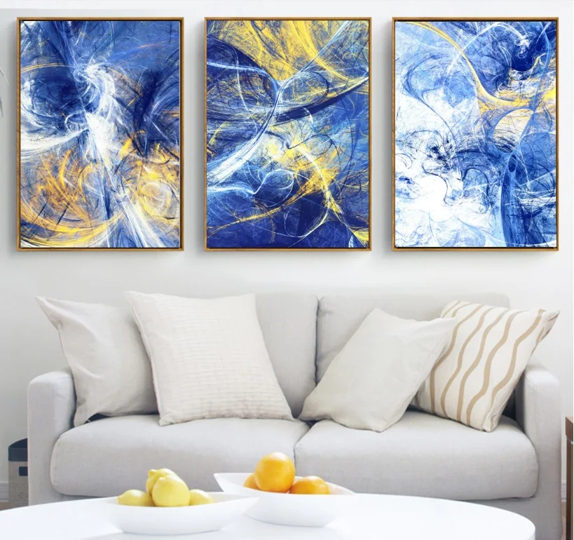 Абстрактные картины из 3 предметов модульные настенная живопись холст для