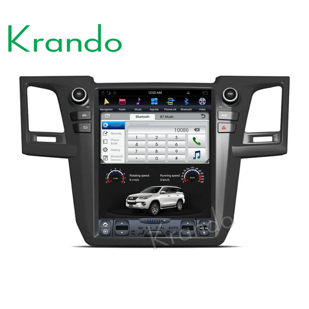 

Krando Android 9.0 12.1" Tesla Vertical screen car audio player for Toyota fortuner Revo 2012-2015 gps navigation multimedia