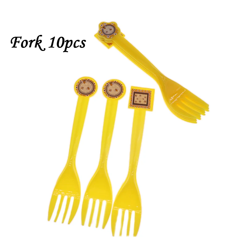 Fork10pcs 10 шт./лот тарелки пчела тема одноразовые С Днем Рождения Свадьба Рождество для ребенка душ украшения на Рамадан вечерние принадлежности - Цвет: Fork10pcs