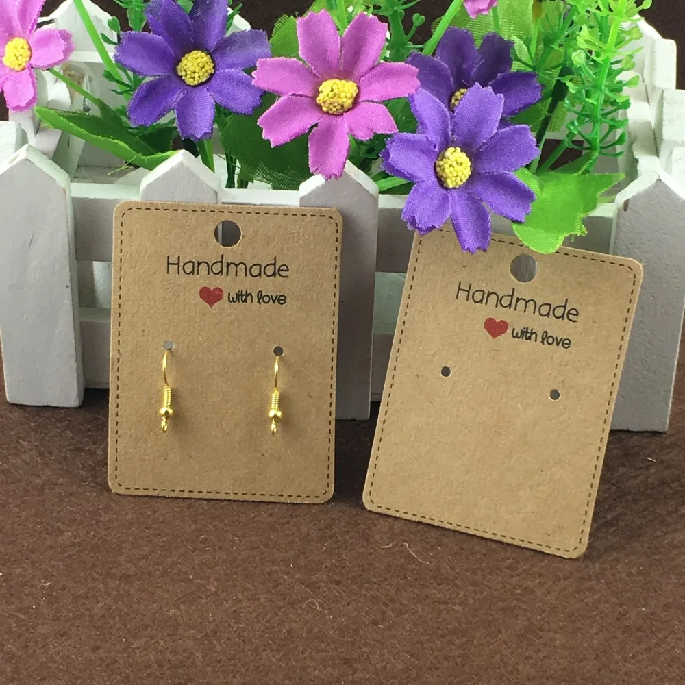 

Fashion Earring Card 200pcs/Lot 6.5*5cm Blank Jewelry cards Earring Jewelry Display Cards Kraft Paper Ear Studs Hang price Tags
