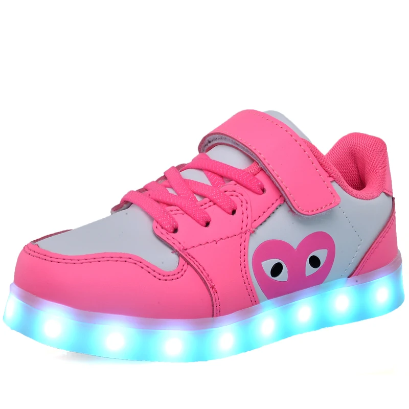 

STRONGSHE 2018 New Children Shoes Pink Light Boys&Girls Casual LED Shoes For Kids USB Charging LED Light Up 7 Colors Kids Shoes