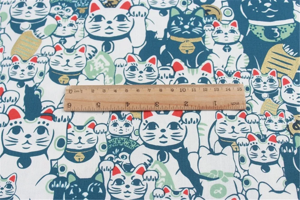 Оригинальный дизайн 4 вида цветов японский металлик золото Maneki Neko Fortune Cat хлопок