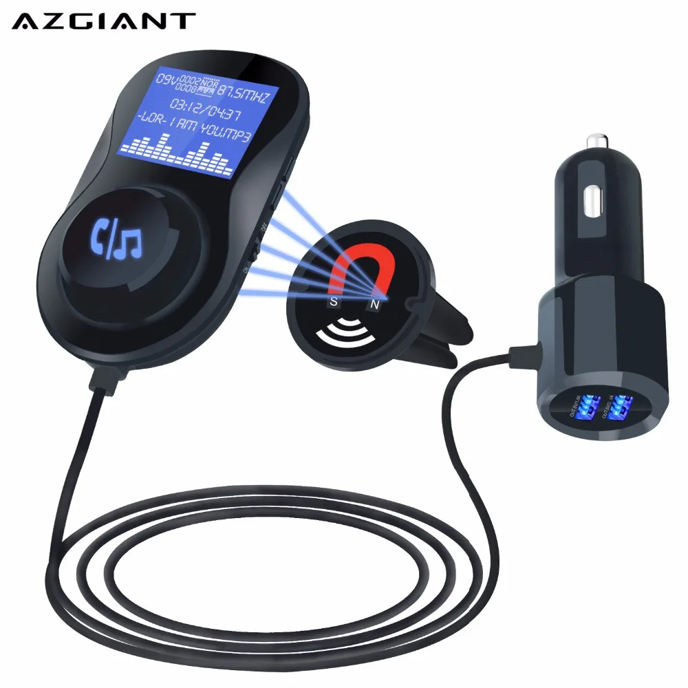 AZGIANT Bluetooth Car Kit Hands Free Music Audio Receiver Adapter Auto AUX For Speaker Headphone Stereo 2 USB Charge | Автомобили и