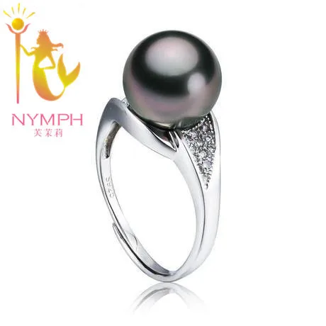 Женское кольцо из серебра 925 пробы с натуральным жемчугом таитянского