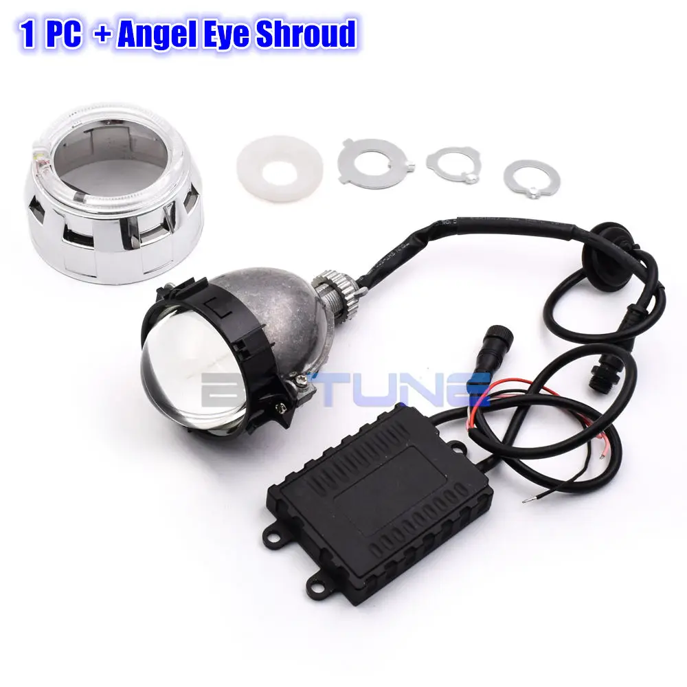 1 PC AngelEyeShrouds Линзы для фар, Би-светодиодный объектив, 2,5 светодиодный проектор, ангельские глазки, диодные лампы для H7 H4 H1 9005 9006, автомобильные фары, аксессуары для модификации, сделай сам - Испускаемый цвет: 1 PC AngelEyeShrouds
