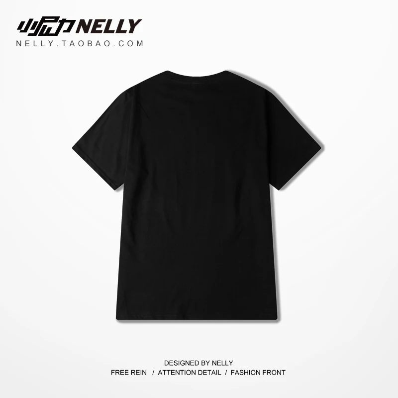 Мужская футболка с буквенным принтом NELLY хлопковый пуловер коротким рукавом в
