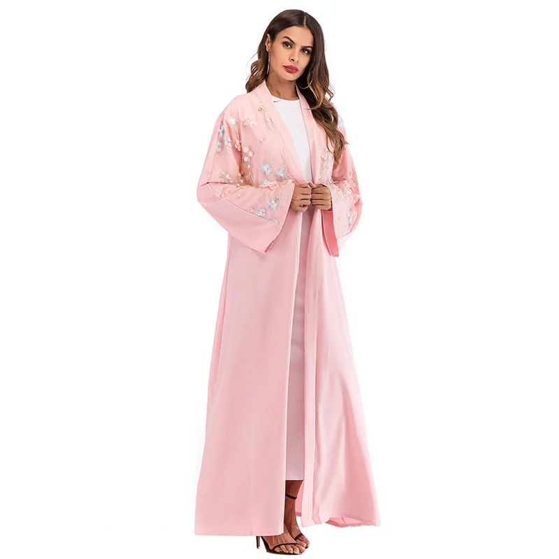 Abaya Дубай сетки цветочные кимоно кардиган мусульманский хиджаб платье Caftan Jilbab Robe abaya s женский Восточный халат турецкая исламская одежда