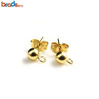 beadsnice gold filled earring 4mm ball post with open ring ear nut backing included 26026