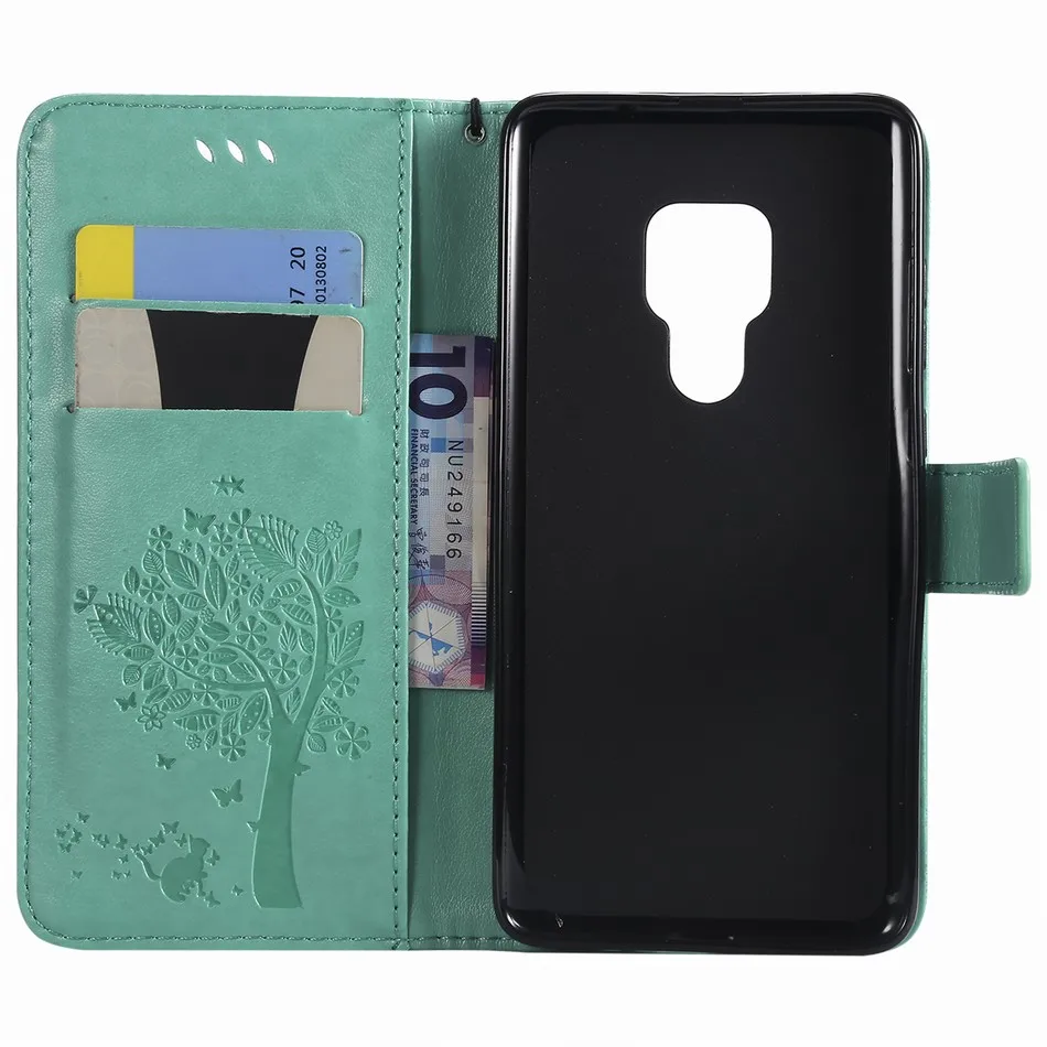 Кожаные чехлы с милым котом и деревом для Huawei P Smart 2018 P30 Pro P20 P10 Plus P9 Lite Mini P8 2017 Nova 3 3i