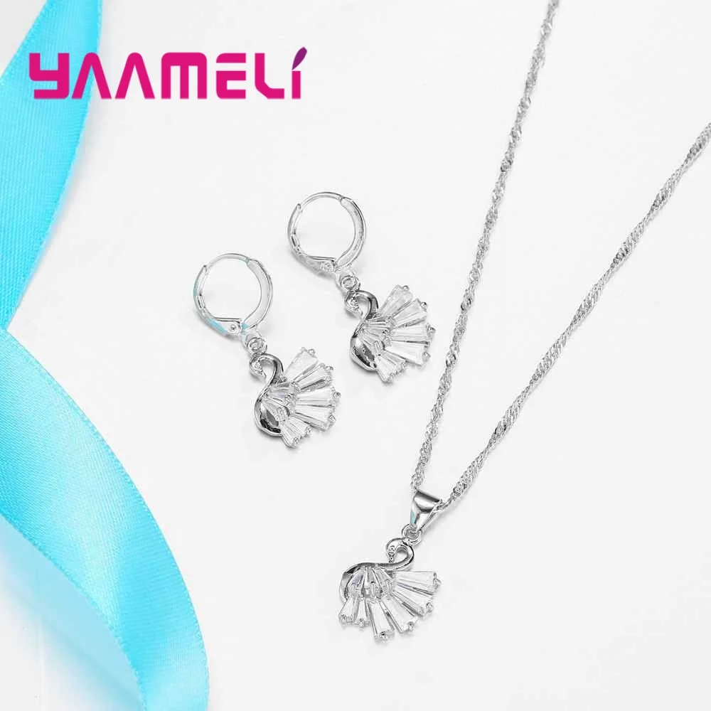 Женский комплект из колье и серёг серебра 925 пробы|jewelry set 925|fashion jewelry setjewelry sets |