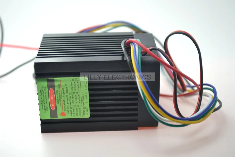 12V 532nm 200mw зеленый лазерный точечный модуль Вентилятор охлаждения TTL 0 30khz долгое