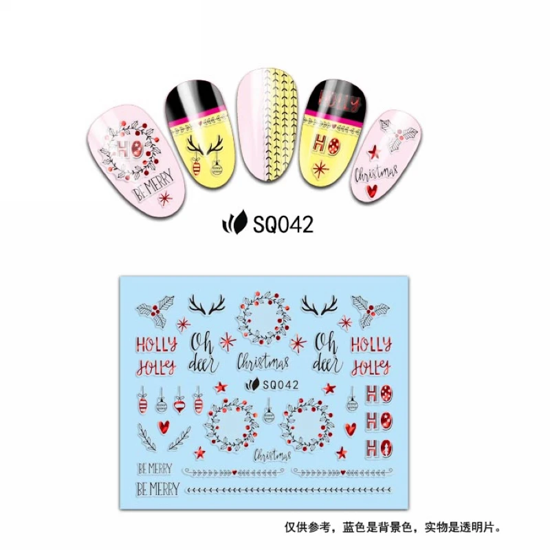 

UPRETTEGO 12 PCS / LOT SELF-ADHESIVE 3D NAIL TATTOOS STICKER RED BLACK CHRISTMAS XMAS SNOW MAN GIFT BOX DEER HORN SQ37-48