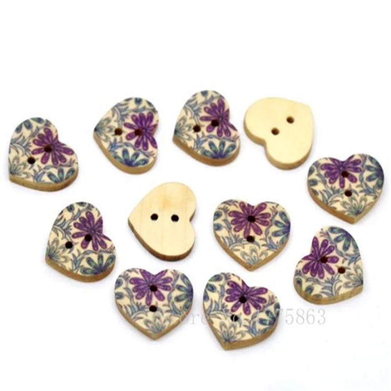 50 шт., деревянные пуговицы с 2 отверстиями, 18 мм