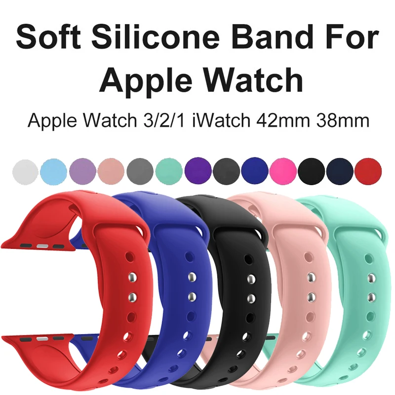 Soft Bands For Apple Watch 42mm 38mm 4 3 2 1 Band Silicone Replacement Sport Strap for iWatch 38MM 42MM Women Men | Наручные часы