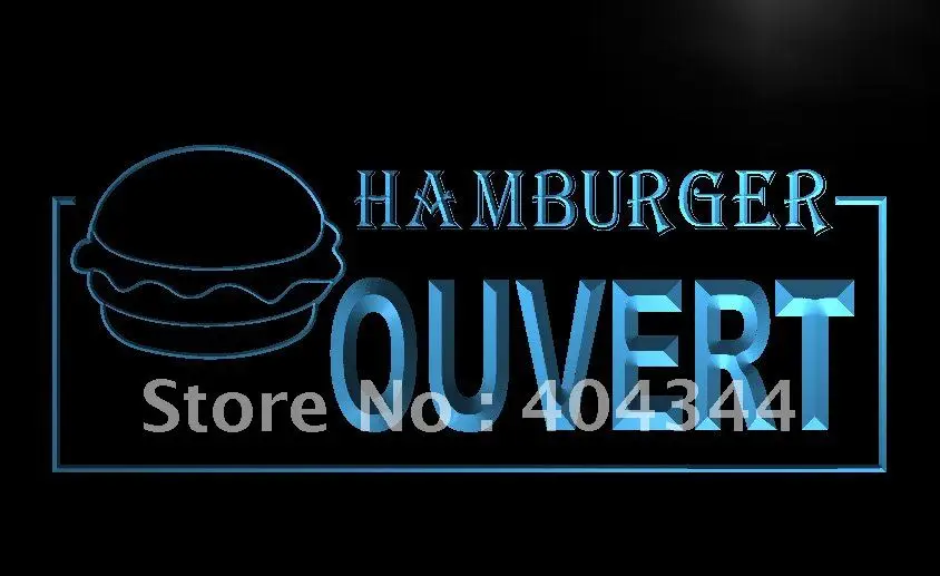 

LK186- OUVERT Hamburger Cafe Food NEW LED Neon Light Sign