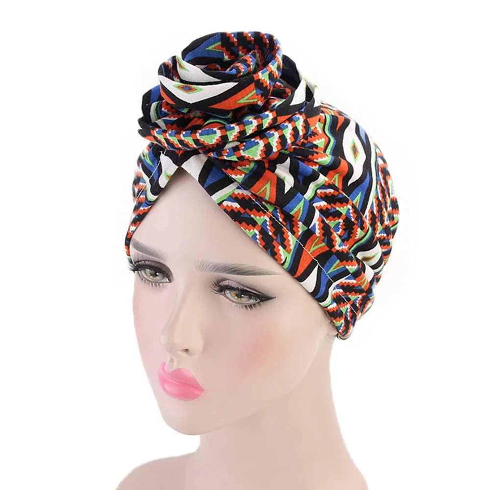 

Flower Style Women's Turban Fashion Chemo Cap Muslim Print Cotton Bonnet