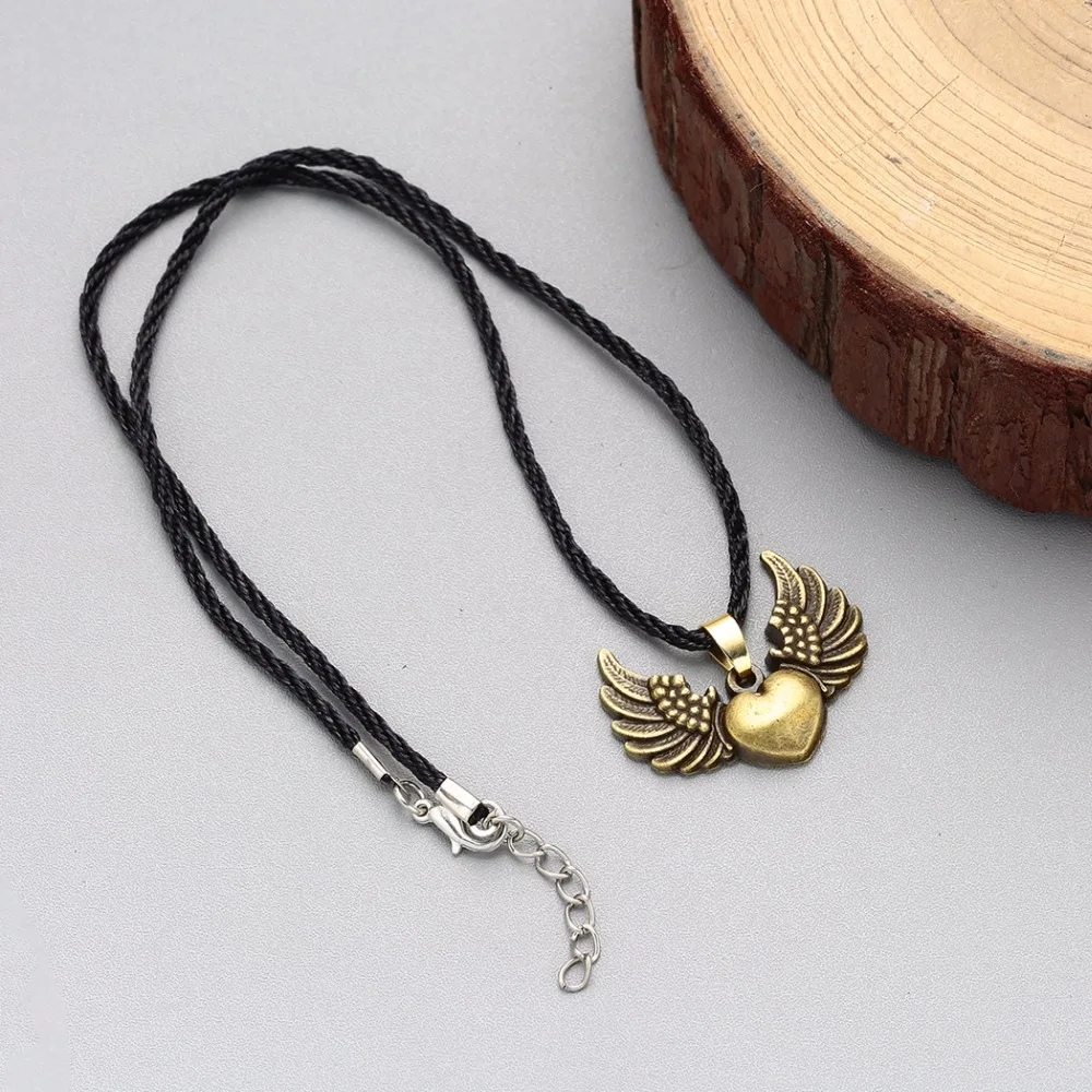 Женское колье в стиле бохо Love Heart Angle Wings бронзовое классическое винтажное