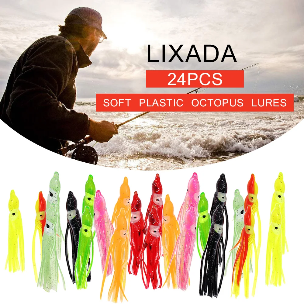 Lixada 24 шт. 9 см/2 г Мягкая Пластиковая искусственная приманка в виде юбки кальмара