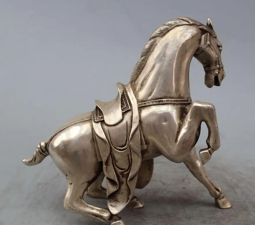 9&quot Chinese Silver Fengshui Zodiac Year Horse Dragon Running Successful Statue | Дом и сад