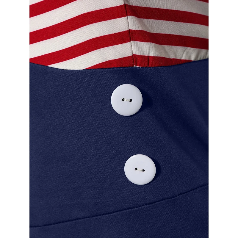 Женское винтажное платье-миди OTEN летнее платье с принтом в полоску на пуговицах