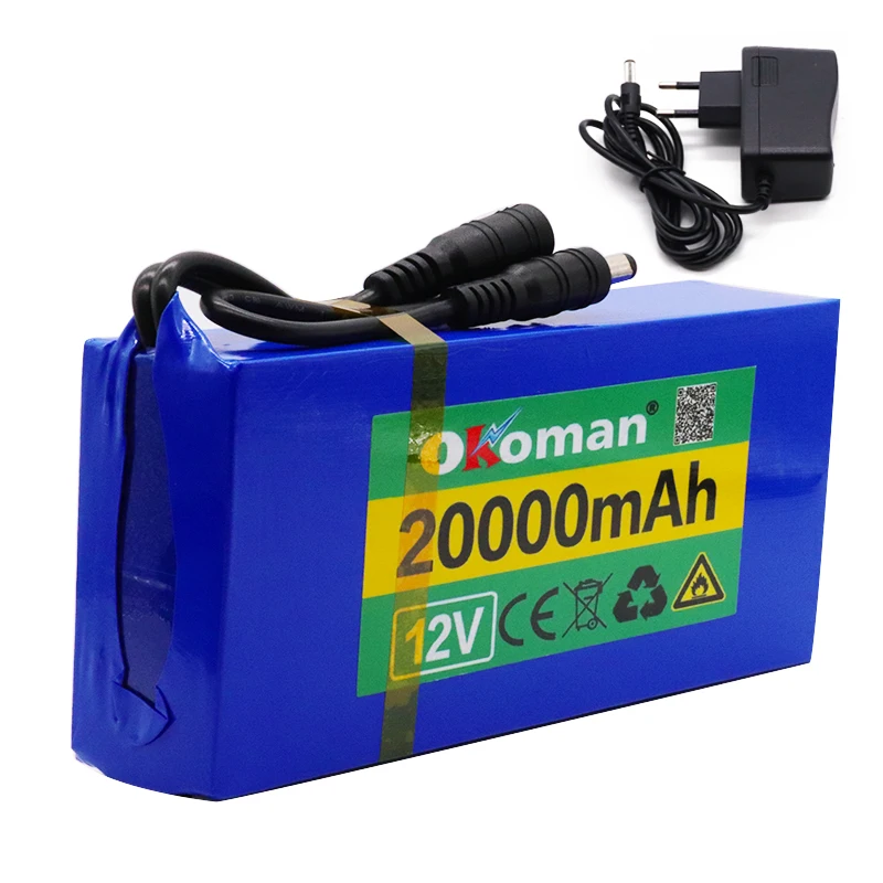 Okoman перезаряжаемый переносной аккумулятор 12v 20000mAh комплект литий ионных батарей
