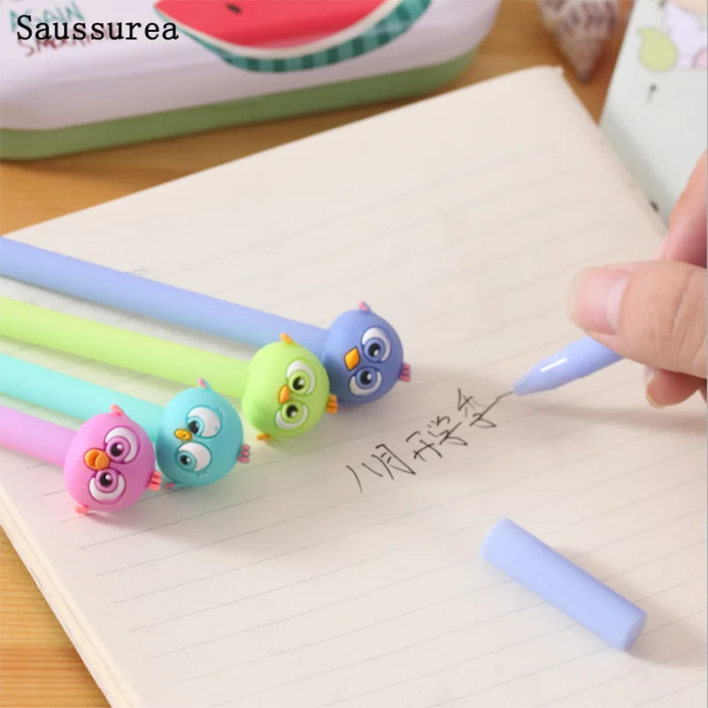 Комплект из 2 предметов милый ручка Kawaii птицы Пластик гель черные чернила для
