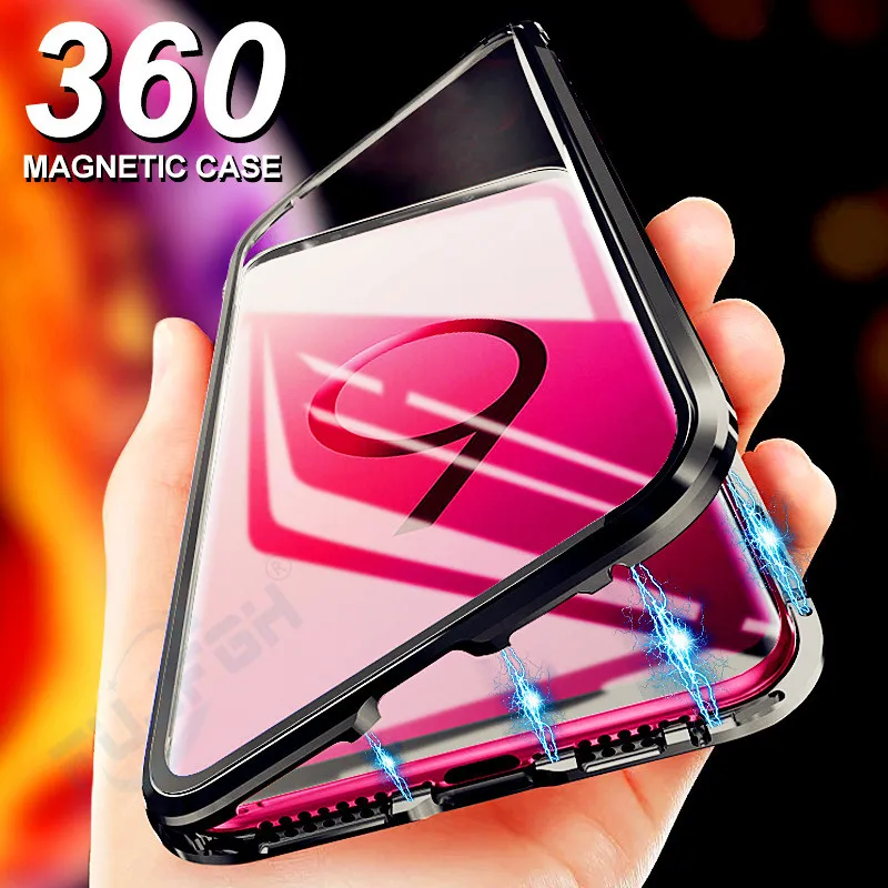 360 Роскошный Металлический Магнитный чехол для samsung Galaxy S9 S8 S10 плюс S10E Note 8 9 M20 M10 A30 A50 S7 край J4 J6 A7 A8 A9 плюс