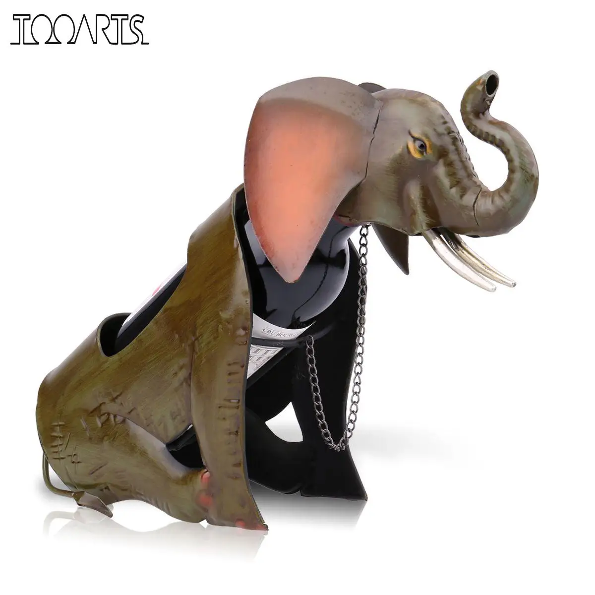 Tooarts слон винный стеллаж металлический животное классический держатель бутылки