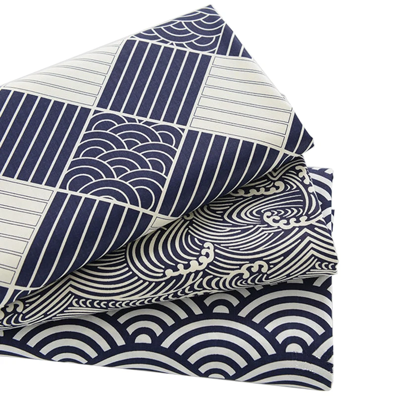 Японский волнистый принт саржевая хлопковая ткань лоскутное шитье ручной работы