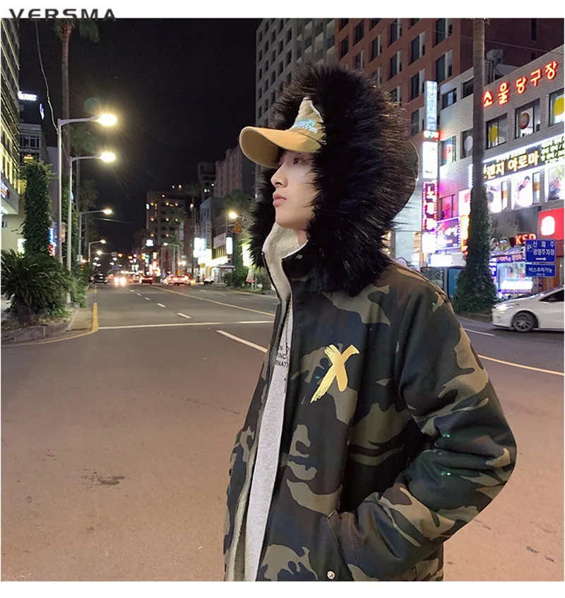 VERSMA High Street X камуфляжная зимняя куртка-бомбер, парка для мужчин в Корейском стиле Харадзюку, летная Военная парка для мужчин, Прямая поставка