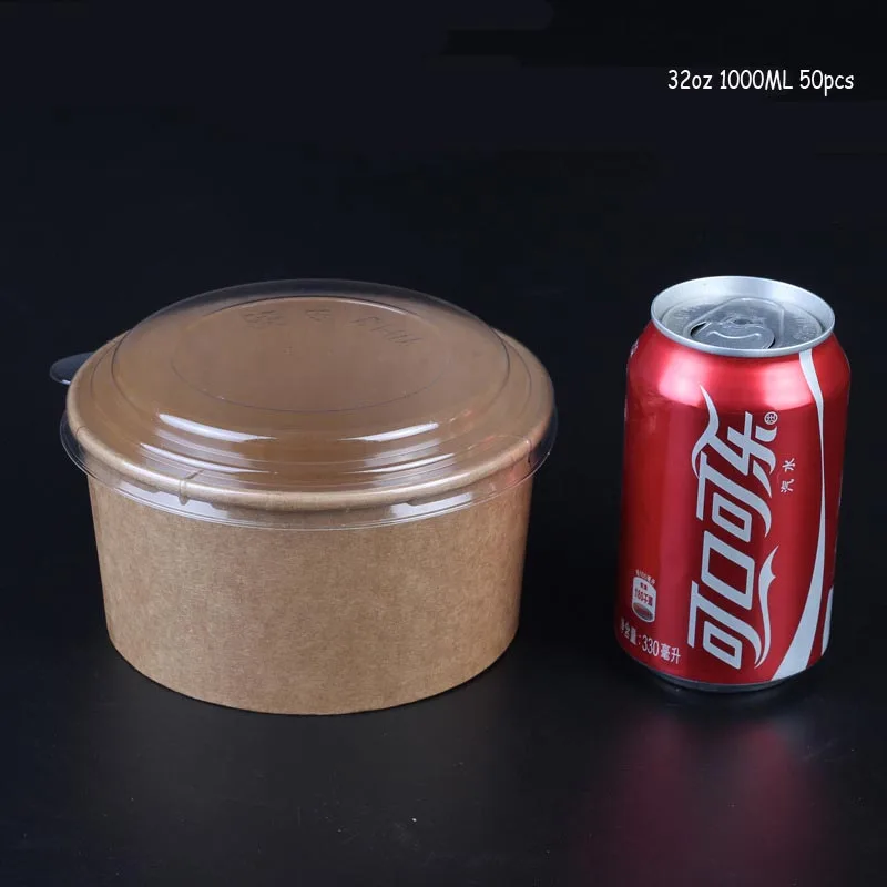 32oz Коробка для упаковки пищевых продуктов, одноразовая коробка для еды на вынос, крафт-бумага, коробка для салата, для завтрака, для фаст-фуда, поднос с крышкой, лоток для выноса - Цвет: 32oz