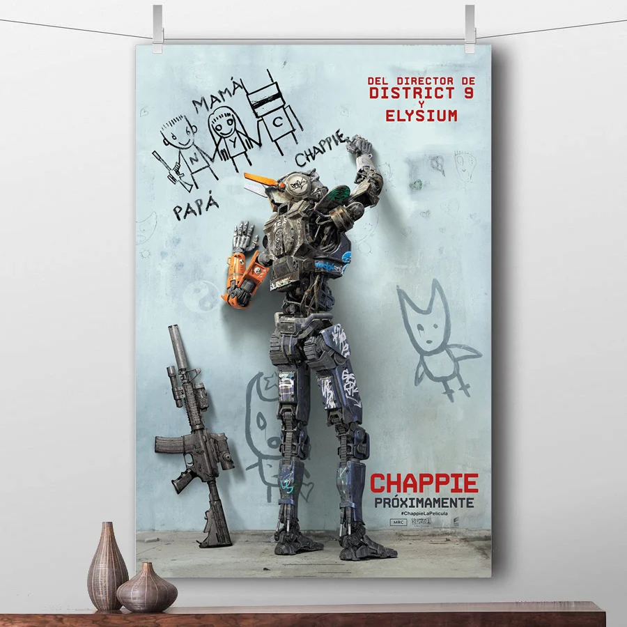 Картина из тикового дерева подвесные свитки Chappie(2015) классические кинопостеры и