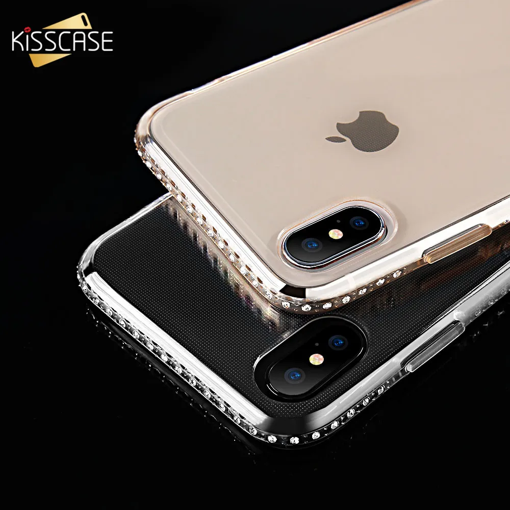 Чехол KISSCASE из мягкого ТПУ с блестящими алмазами для Apple iPhone 6 6S Plus 6s 7 8 X S матовый