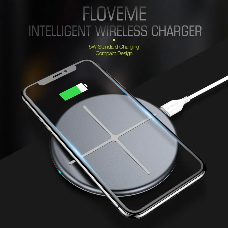 Беспроводное зарядное устройство FLOVEME Qi для iPhone X XS Max 8 Plus ультратонкое 5 Вт Samsung