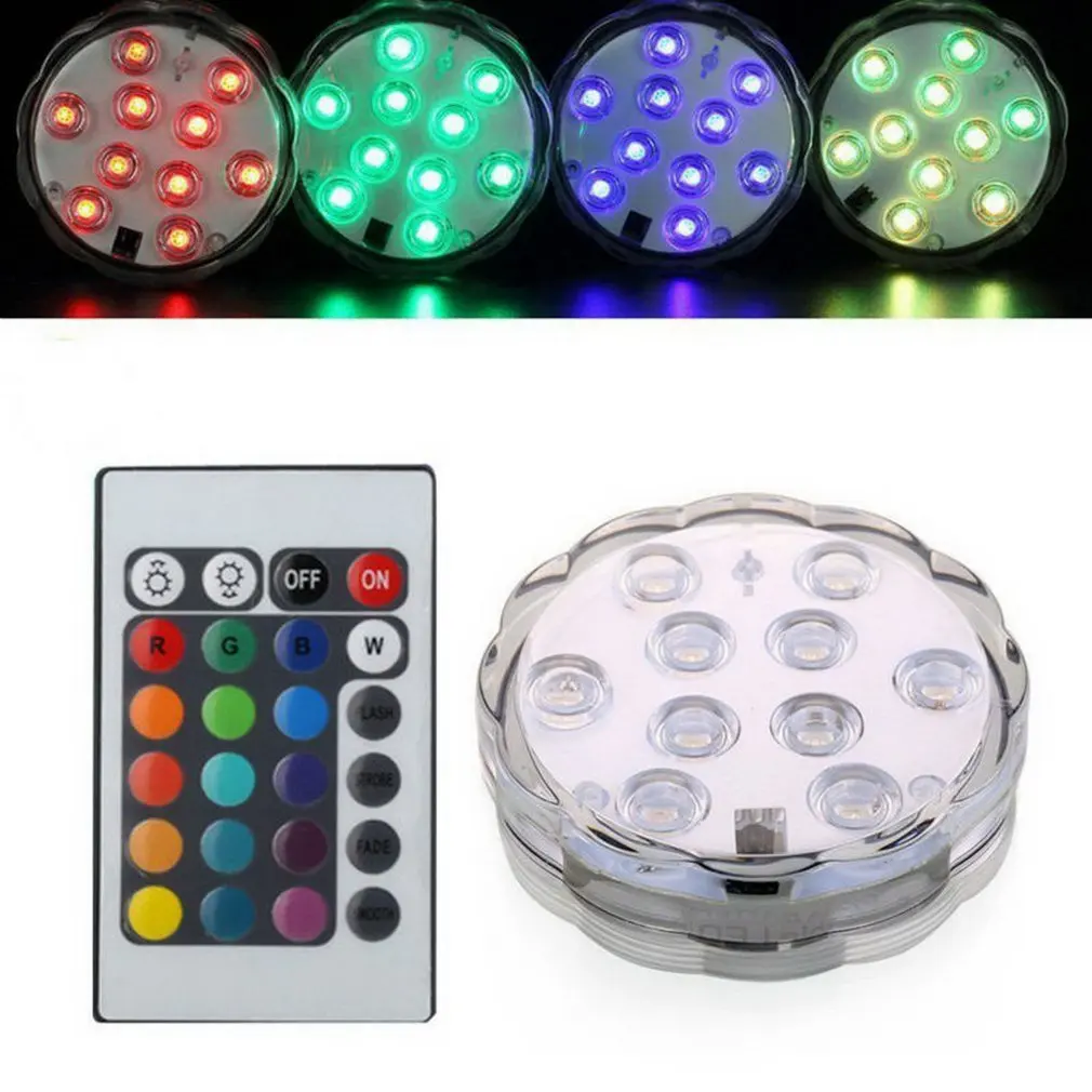 4 Вт RGB 10 светодиодов светильник на батарейках водонепроницаемый Подводный