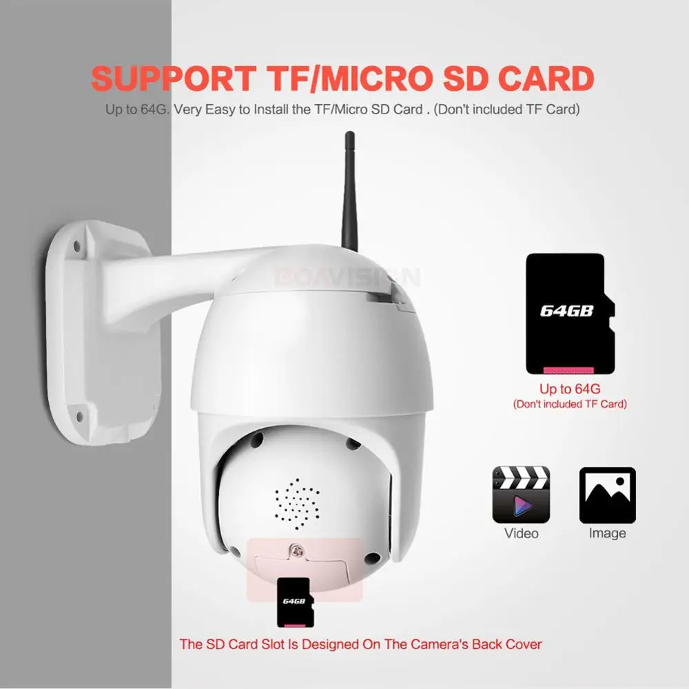 HD 1080P WiFi PTZ IP камера беспроводная Onvif уличная ночного видения IR 30 м скорость