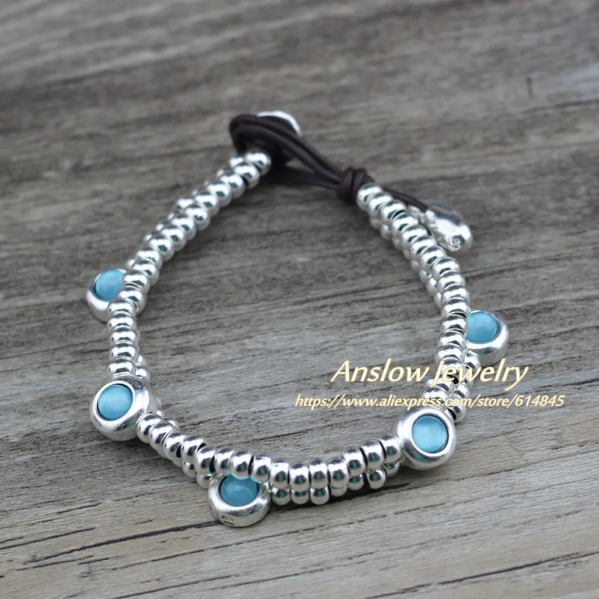 Lake Blue Anslow модные ювелирные изделия бренд сладкие конфеты желе цвет ручной работы DIY бусины кожаные браслеты для девушек вечерние подарок на Рождество LOW0729LB - Окраска металла: Lake Blue