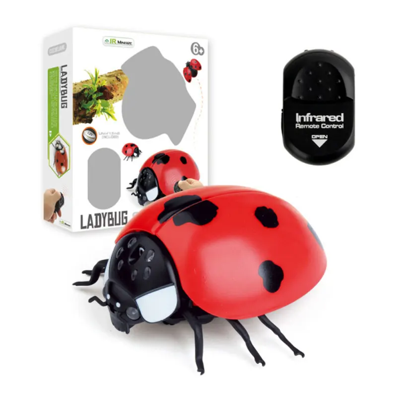 Ladybug Инфракрасные радиоуправляемые игрушки для животных, насекомых, имитация паука, пчела, летающий краб, божья коровка, мантис, игрушечный Электрический робот, Хэллоуин, шалость, насекомые, детские игрушки - Цвет: Ladybug