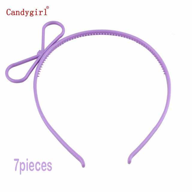 7pc purple bow 7 шт., милая пластиковая повязка на голову с кошачьими ушками, яркие цвета, единорог, корона, повязки на голову, для девочек, для детской вечеринки, для ежедневного украшения, аксессуары для волос - Цвет: 7pc purple bow